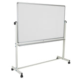 English Elm Commercial Grade Series 64.25"W x 64.75"H Reversible Mobile Cork Bulletin Board and White Board with Pen Tray