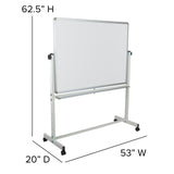 English Elm Commercial Grade Series 53"W x 62.5"H Double-Sided Mobile Board with Pen Tray