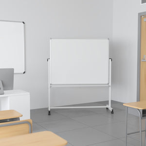 English Elm Commercial Grade Series 53"W x 62.5"H Double-Sided Mobile Board with Pen Tray