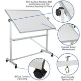 English Elm Commercial Grade Series 53"W x 62.5"H Double-Sided Mobile Board with Pen Tray