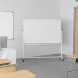 English Elm Commercial Grade Series 64.25"W x 64.75"H Double-Sided Mobile Board with Pen Tray