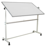 English Elm Commercial Grade Series 64.25"W x 64.75"H Double-Sided Mobile Board with Pen Tray