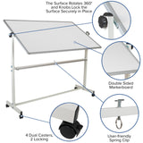 English Elm Commercial Grade Series 64.25"W x 64.75"H Double-Sided Mobile Board with Pen Tray