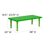 English Elm Commercial Grade 24''W x 48''L Rectangular Plastic Height Adjustable Activity Table