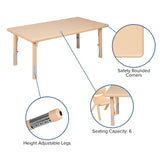 English Elm Commercial Grade 24"W x 48"L Rectangular Plastic Height Adjustable Activity Table