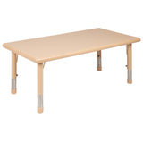 English Elm Commercial Grade 24"W x 48"L Rectangular Plastic Height Adjustable Activity Table Set with 4 Chairs