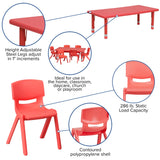 English Elm Commercial Grade 24''W x 48''L Rectangular Plastic Height Adjustable Activity Table Set with 4 Chairs