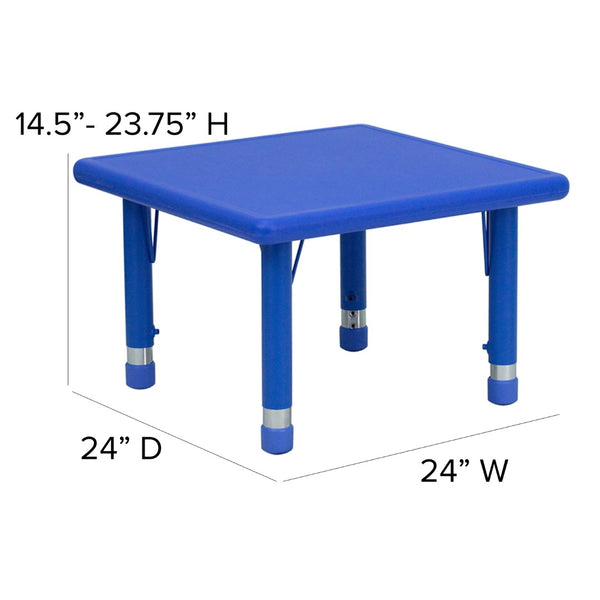 English Elm Commercial Grade 24'' Square Plastic Height Adjustable Activity Table
