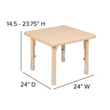 English Elm Commercial Grade 24" Square Plastic Height Adjustable Activity Table