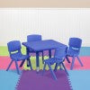 English Elm Commercial Grade 24'' Square Plastic Height Adjustable Activity Table Set with 4 Chairs