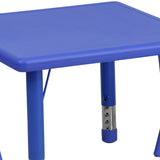 English Elm Commercial Grade 24'' Square Plastic Height Adjustable Activity Table Set with 2 Chairs