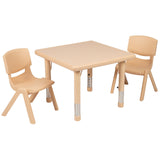 English Elm Commercial Grade 24" Square Plastic Height Adjustable Activity Table Set with 2 Chairs