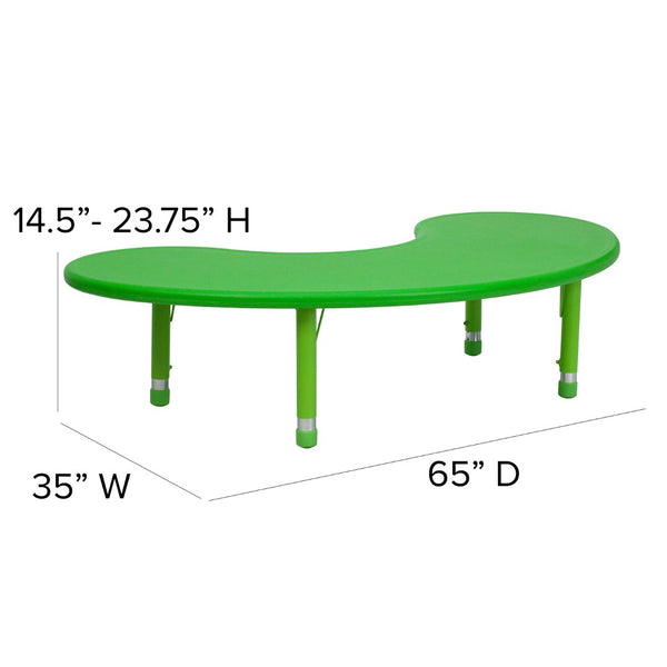 English Elm Commercial Grade 35''W x 65''L Half-Moon Plastic Height Adjustable Activity Table