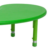 English Elm Commercial Grade 35''W x 65''L Half-Moon Plastic Height Adjustable Activity Table