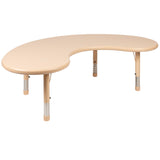 English Elm Commercial Grade 35"W x 65"L Half-Moon Plastic Height Adjustable Activity Table