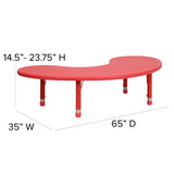 English Elm Commercial Grade 35''W x 65''L Half-Moon Plastic Height Adjustable Activity Table