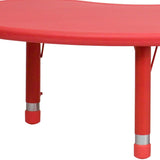 English Elm Commercial Grade 35''W x 65''L Half-Moon Plastic Height Adjustable Activity Table