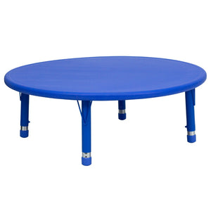 English Elm Commercial Grade 45'' Round Plastic Height Adjustable Activity Table