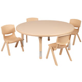 English Elm Commercial Grade 45" Round Plastic Height Adjustable Activity Table Set with 4 Chairs