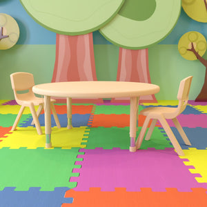 English Elm Commercial Grade 45" Round Plastic Height Adjustable Activity Table Set with 2 Chairs