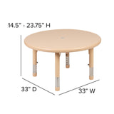 English Elm Commercial Grade 33" Round Plastic Height Adjustable Activity Table