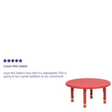 English Elm Commercial Grade 33'' Round Plastic Height Adjustable Activity Table