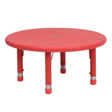 English Elm Commercial Grade 33'' Round Plastic Height Adjustable Activity Table