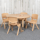 English Elm Commercial Grade 33" Round Plastic Height Adjustable Activity Table Set with 4 Chairs