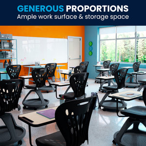 English Elm Commercial Grade Mobile Desk Chair with 360 Degree Tablet Rotation and Under Seat Storage Cubby