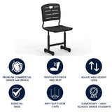 English Elm Commercial Grade Adjustable Height Student Chair with Pedestal Frame for School, Classroom, Remote Learning