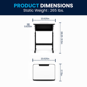 English Elm Commercial Grade Student Desk with Top and Adjustable Height Black Pedestal Frame