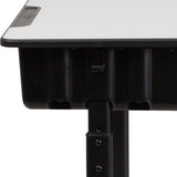 English Elm Commercial Grade Student Desk with Top and Adjustable Height Black Pedestal Frame