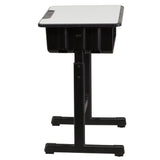 English Elm Commercial Grade Student Desk with Top and Adjustable Height Black Pedestal Frame