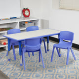 Commercial Grade 23.625''W x 47.25''L Rectangular Plastic Height Adjustable Activity Table Set with 4 Chairs