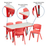 English Elm Commercial Grade 23.625''W x 47.25''L Rectangular Plastic Height Adjustable Activity Table Set with 4 Chairs