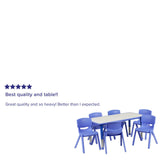 English Elm Commercial Grade 23.625''W x 47.25''L Rectangular Plastic Height Adjustable Activity Table Set with 6 Chairs