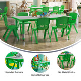 English Elm Commercial Grade 23.625''W x 47.25''L Rectangular Plastic Height Adjustable Activity Table Set with 6 Chairs