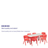 English Elm Commercial Grade 23.625''W x 47.25''L Rectangular Plastic Height Adjustable Activity Table Set with 6 Chairs