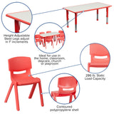 English Elm Commercial Grade 23.625''W x 47.25''L Rectangular Plastic Height Adjustable Activity Table Set with 6 Chairs