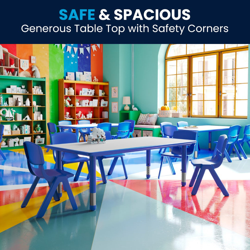 English Elm Commercial Grade 23.625''W x 47.25''L Rectangular Plastic Height Adjustable Activity Table with Grey Top