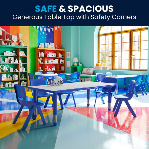 English Elm Commercial Grade 23.625''W x 47.25''L Rectangular Plastic Height Adjustable Activity Table with Grey Top