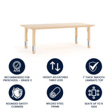 English Elm Commercial Grade 23.625"W x 47.25"L Rectangular Plastic Height Adjustable Activity Table