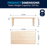 English Elm Commercial Grade 23.625"W x 47.25"L Rectangular Plastic Height Adjustable Activity Table