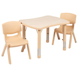 English Elm Commercial Grade 21.875"W x 26.625"L Rectangular Plastic Height Adjustable Activity Table Set with 2 Chairs