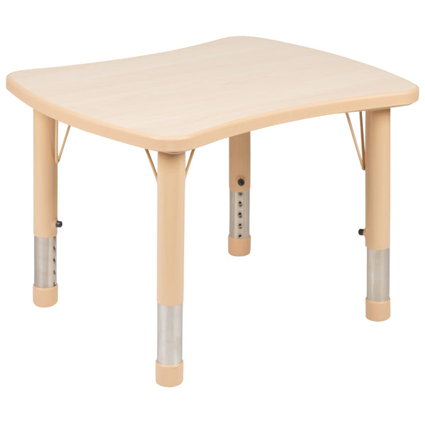English Elm Commercial Grade 21.875"W x 26.625"L Rectangular Plastic Height Adjustable Activity Table Set with 2 Chairs