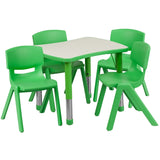 English Elm Commercial Grade 21.875''W x 26.625''L Rectangular Plastic Height Adjustable Activity Table Set with 4 Chairs