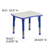 English Elm Commercial Grade 21.875''W x 26.625''L Rectangular Plastic Height Adjustable Activity Table with Grey Top