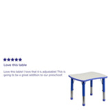 English Elm Commercial Grade 21.875''W x 26.625''L Rectangular Plastic Height Adjustable Activity Table with Grey Top