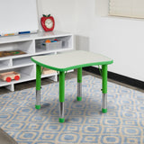 English Elm Commercial Grade 21.875''W x 26.625''L Rectangular Plastic Height Adjustable Activity Table with Grey Top