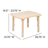 English Elm Commercial Grade 21.875"W x 26.625"L Rectangular Plastic Height Adjustable Activity Table